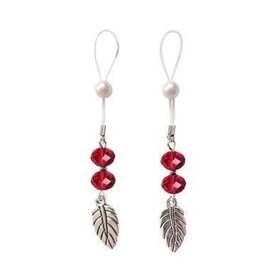 Прикраси з намистинами та листочком для сосків Art of Sex &ndash; Nipple Jewelry Leaf, червоні SO5396 фото