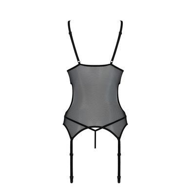 Корсет із підв&rsquo;язками та ажурним ліфом Passion CHRISTA CORSET XXL/XXXL, black, стрінги в комплекті SO5758 фото