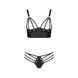 Комплект з екошкіри з люверсами та ремінцями Passion MALWIA BIKINI S/M, black, бра та трусики SO5763 фото 3