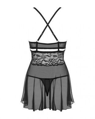 Эротический кружевной комплект с сеточкой Obsessive 838-BAB-1 babydoll & thong black XXL, черный, пе SO7183 фото