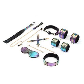 БДСМ-набор Liebe Seele Vivid Rainbow 8 Pieces Set, 8 аксессуаров, экокожа на бархатной основе SO9504 фото