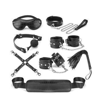 Набор Liebe Seele Temptation Bondage 8pcs Kit, фиксаторы, ошейник с поводком, кляп, флоггер, маска SO9510 фото